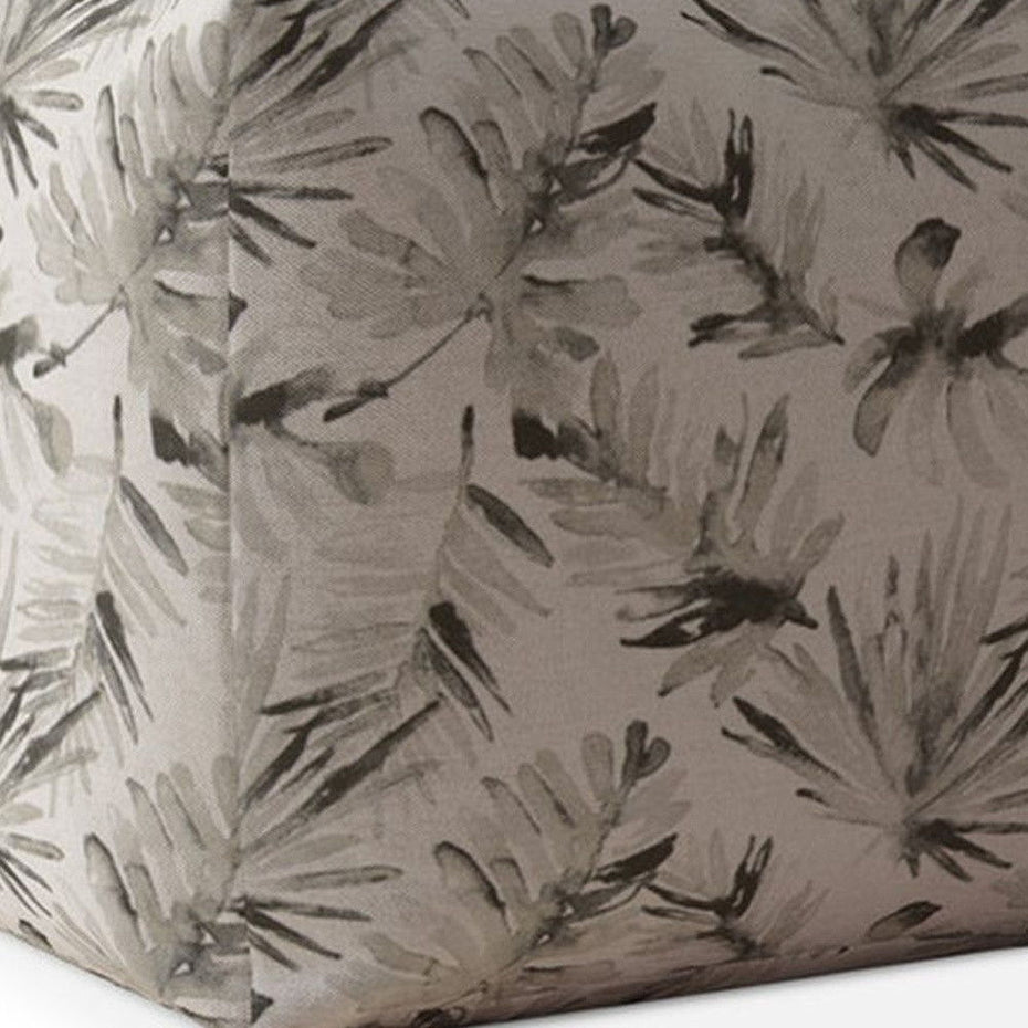 Cotton Floral Pouf Cover - Beige