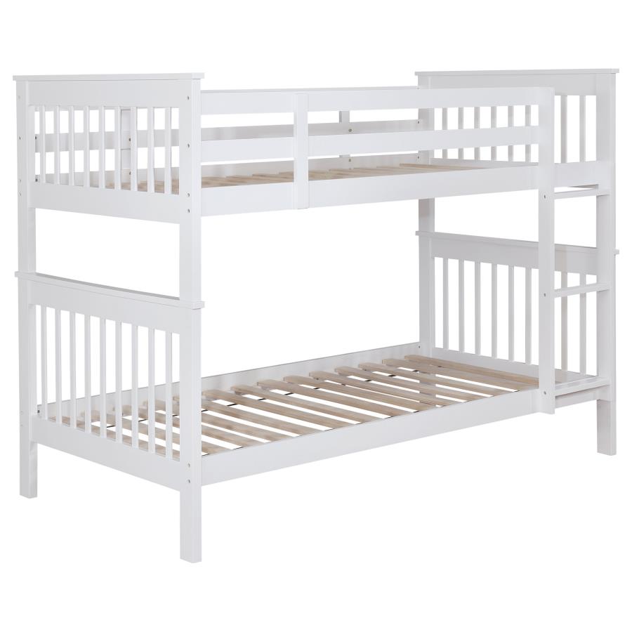 Chapman - Wood Twin Over Twin Bunk Bed With Mattress - White
