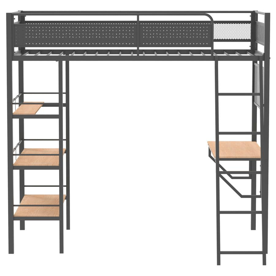Campus - 3-Shelf Metal Twin Workstation Loft Bed