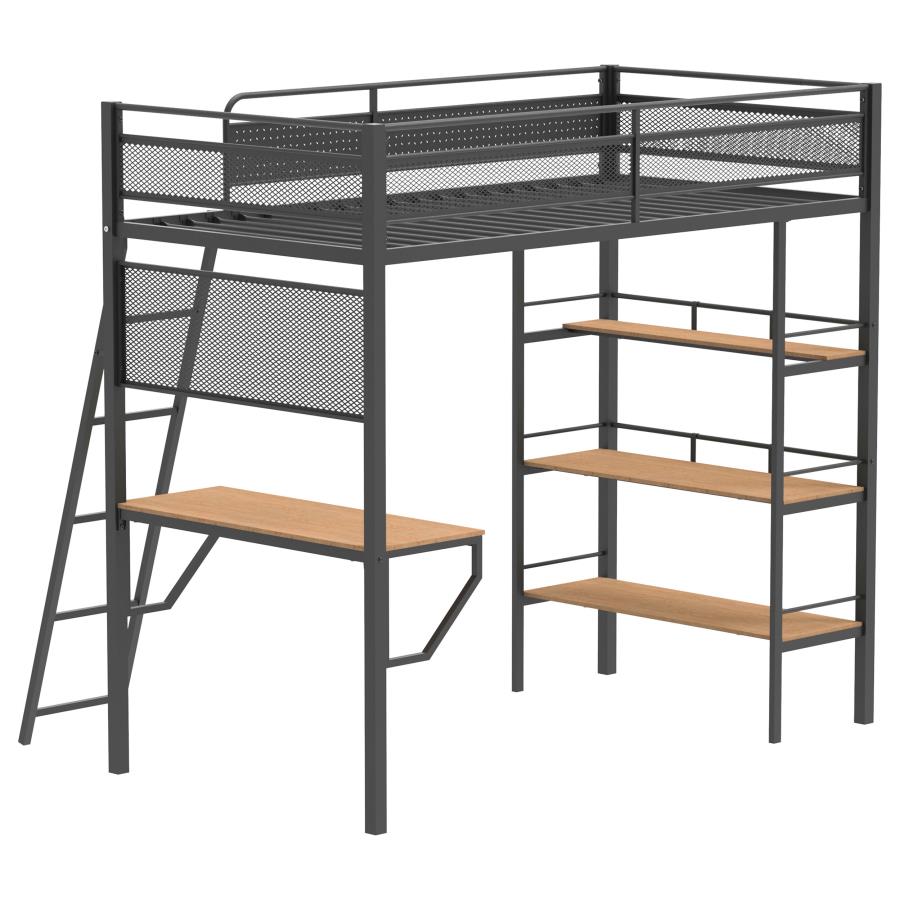 Campus - 3-Shelf Metal Twin Workstation Loft Bed