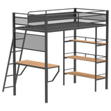 Campus - 3-Shelf Metal Twin Workstation Loft Bed