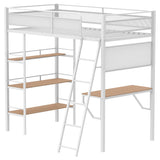 Campus - 3-Shelf Metal Twin Workstation Loft Bed