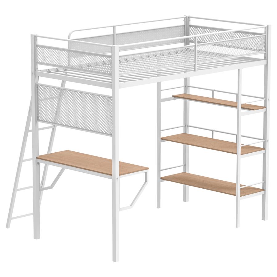 Campus - 3-Shelf Metal Twin Workstation Loft Bed