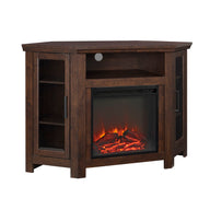 Classic Glass Door Fireplace TV Stand For Tvs Up To 55" Dark Brown by Walker Edison | Bel Furniture