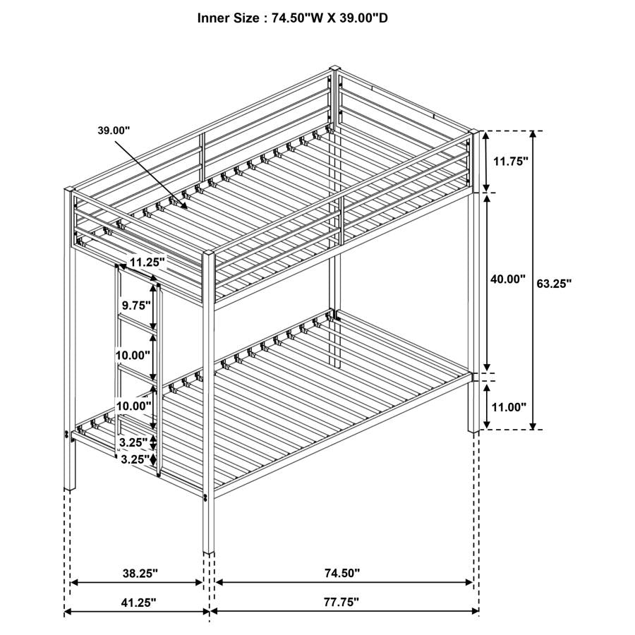 Alevera - Metal Bunk Bed With Ladder