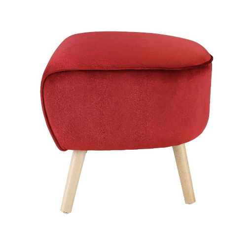 Velvet Ottoman - Red / Brown