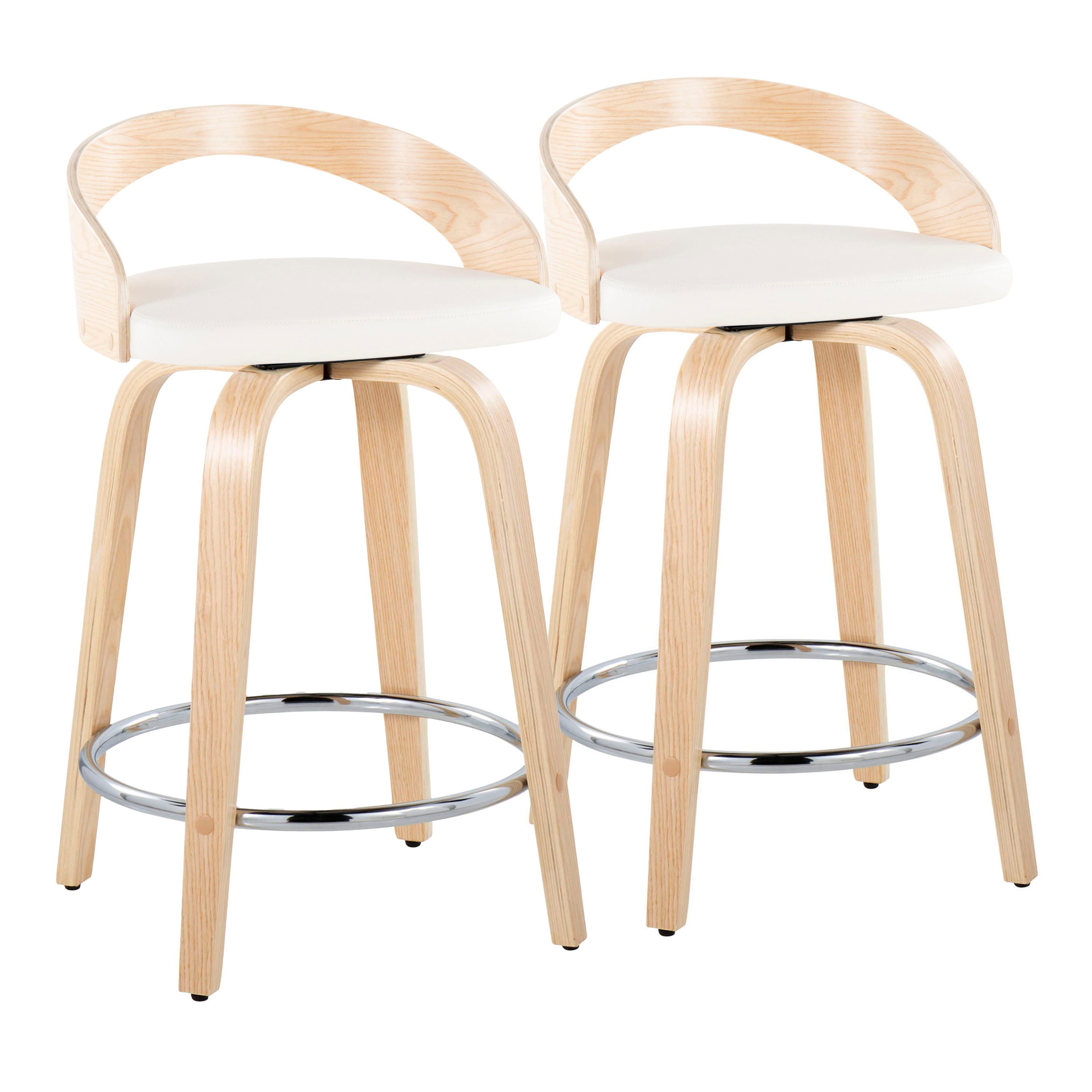 Grotto - Contemporary Fixed Height Counter Stool & Swivel, Round Footrest (Set of 2)