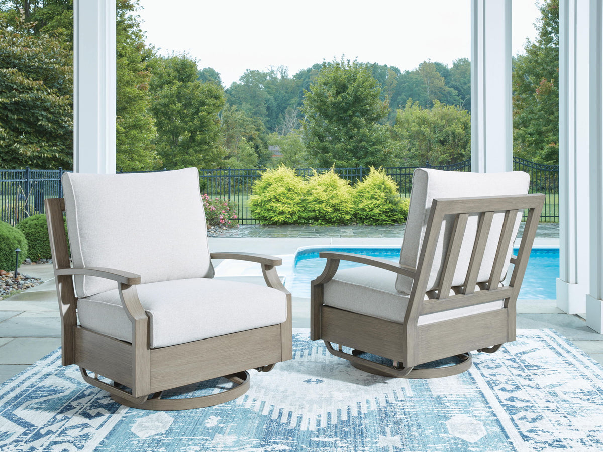 Rainier Ranch - Swivel Glider Chair With Cushion - Brown / Beige - view 2