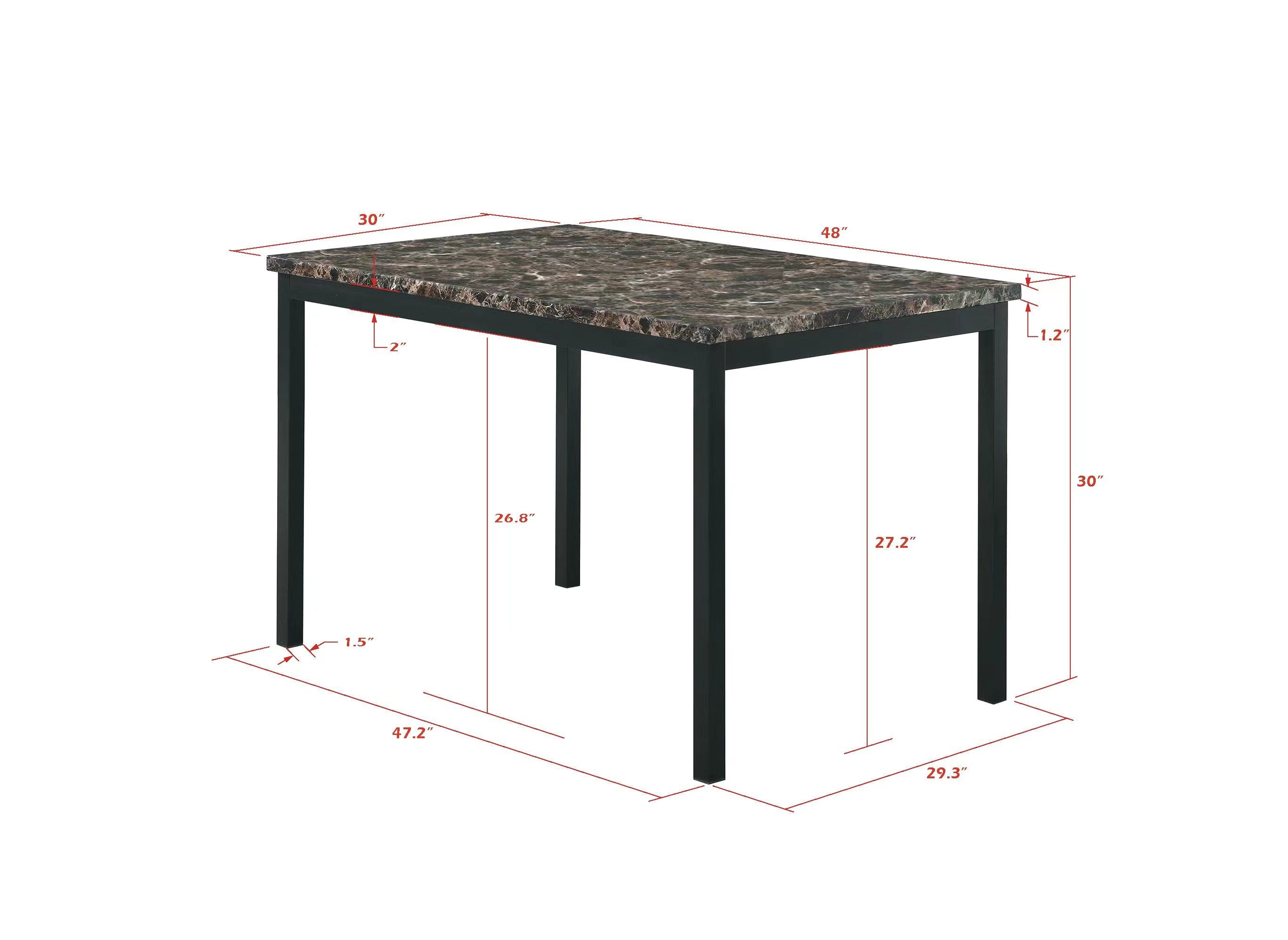 Faux Marble Top With Metal Frame Dinette Table - Black