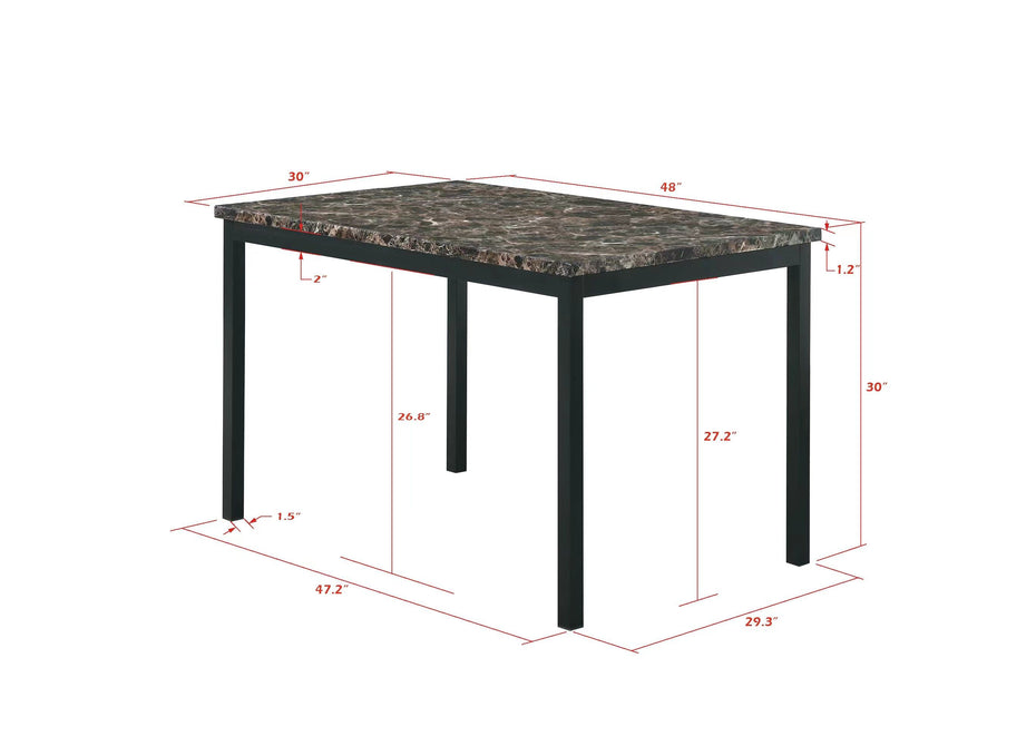 Faux Marble Top With Metal Frame Dinette Table - Black