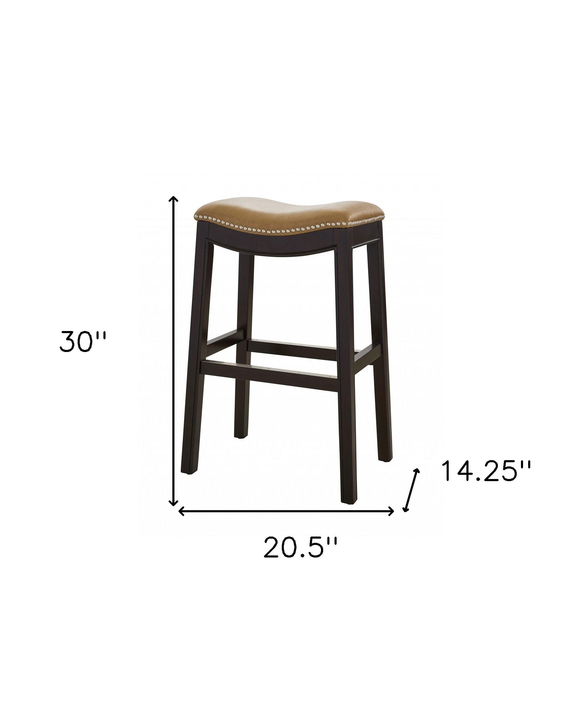 Backless Counter Height Bar Chair - Tan / Espresso