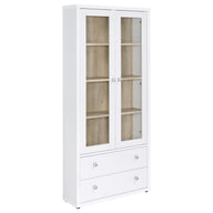 Hawthorne - 4-Shelf Glass Door Tall Cabinet With Drawers White by Coaster Fine Furniture | Bel Furniture
