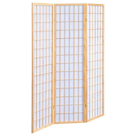 Carrie - 3-Panel Room Divider Folding Shoji Screen Light Brown by CoasterEveryday | Bel Furniture