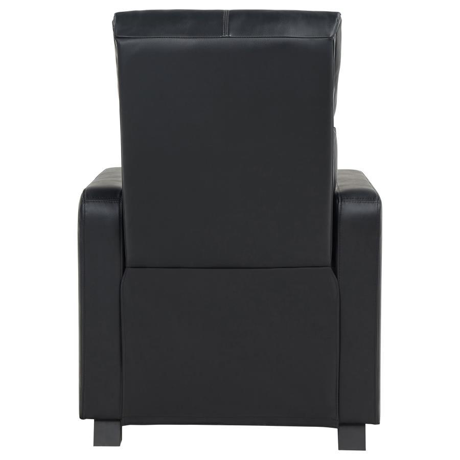 Toohey - Upholstered Home Theater Push Back Recliner - Black by CoasterEveryday | Bel Furniture