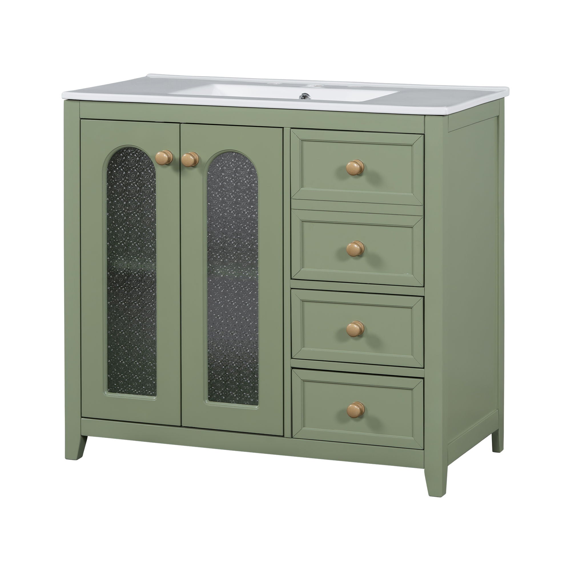 Bathroom Vanity With Two Soft Close Doors, Adjustable Shelves And Three Drawers