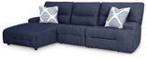 Acklen Place - Reclining Sectional Blue 3 Pc. Power Reclining Sectional With LAF Power Reclining Back Chaise by Signature Design by Ashley® | Bel Furniture