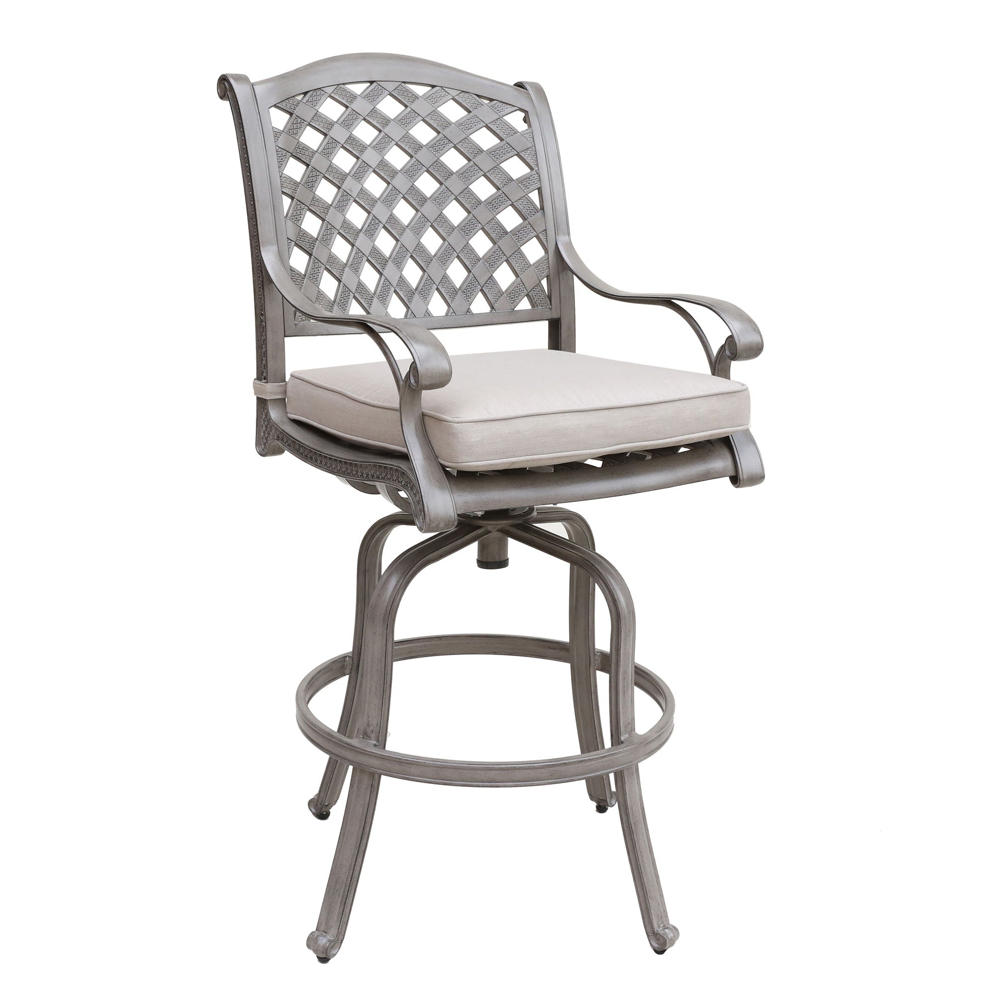 Cast Aluminum Bar Stool With Cushion (Set of 2) - Gray