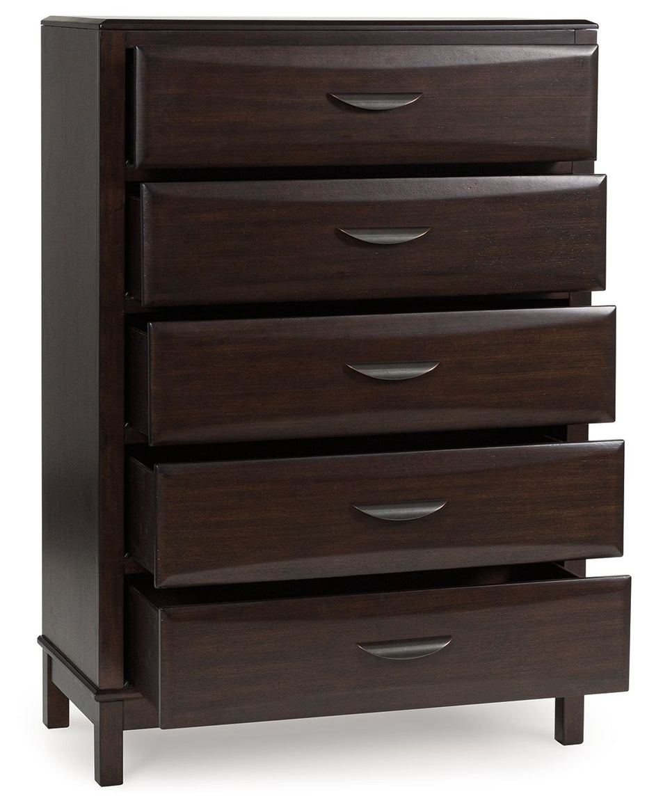 Vanmore - Dark Brown - Five Drawer Chest