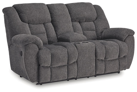 Foreside - Charcoal - Dbl Reclining Loveseat with Console by Signature Design by Ashley® | Bel Furniture