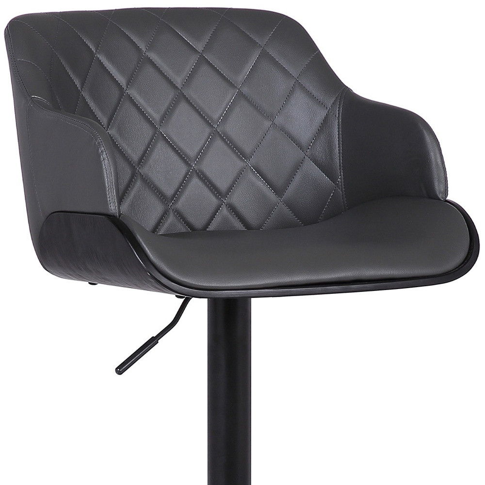 44" Faux Leather Swivel Low Back, Adjustable Height Bar Chair - Gray / Black