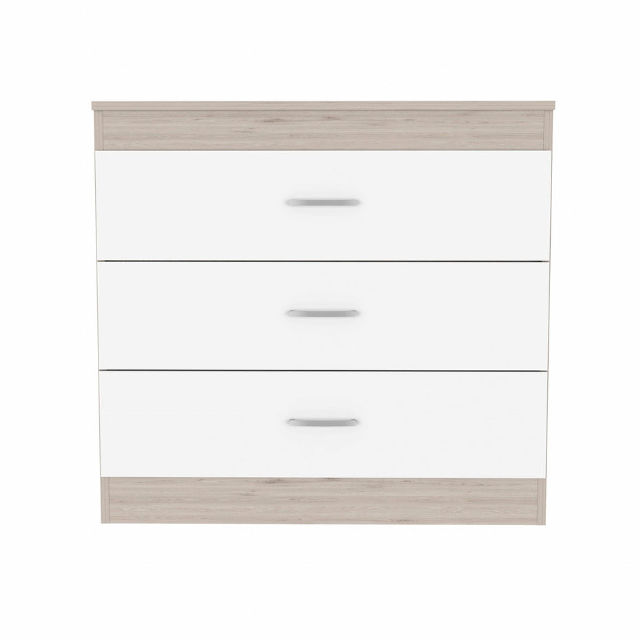 Three Drawer Dresser - Light Gray / White