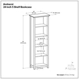 Amherst - 5 Shelf Bookcase, Handcrafted