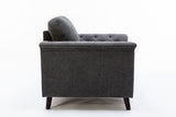 Stanton - Linen Chair With Tufted Arms - Dark Gray by Lilola Home | Bel Furniture