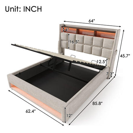 Upholstered Platform Bed With A Hydraulic Storage System, LED And USB Charging (Without Mattress) - view 16