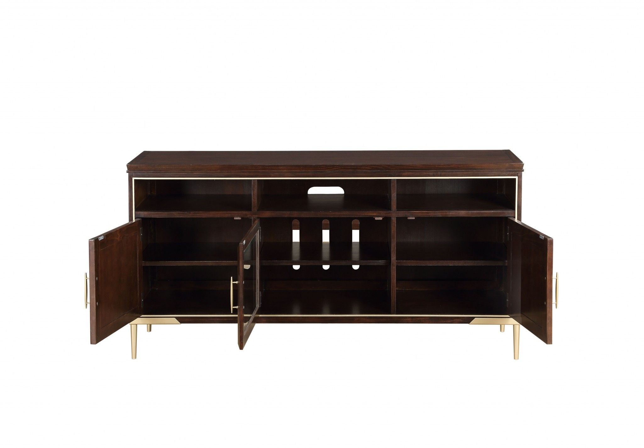 Metal Wood TV Stand - Cherry