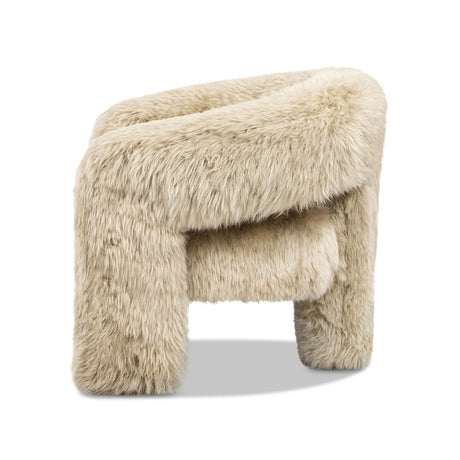 Avalon - Genuine Sheepskin Fur Split Barrel Back Accent Chair - Natural Blonde by Jennifer Taylor Home | Bel Furniture