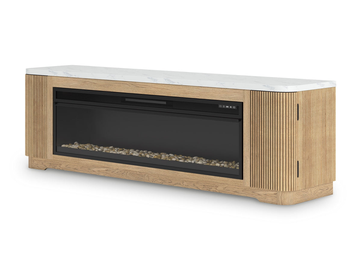 Camdill - Light Brown - 80" TV Stand With Electric Fireplace by Signature Design by Ashley® | Bel Furniture