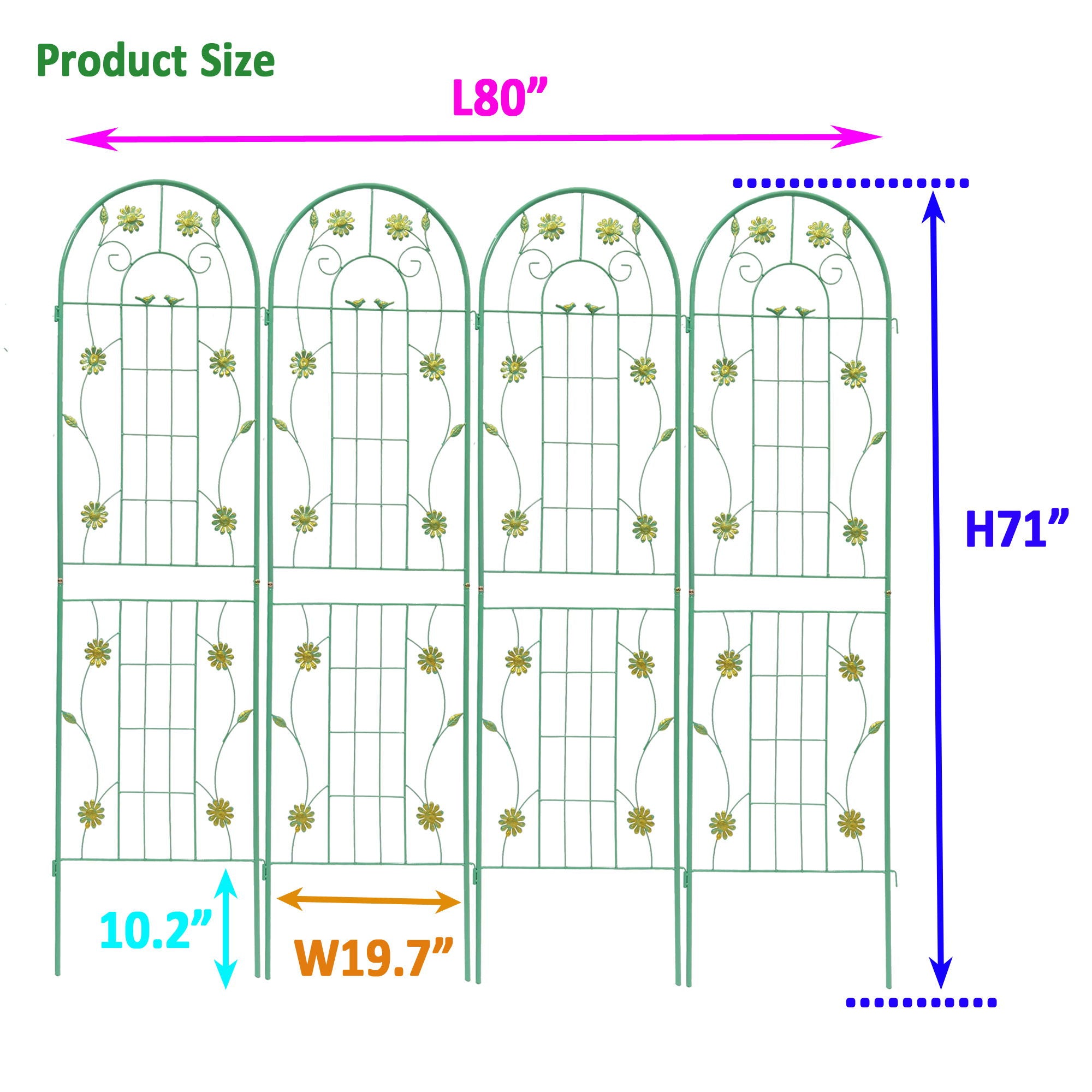 Metal Garden Trellis Rustproof Trellis For Climbing Plant Outdoor Flower Support