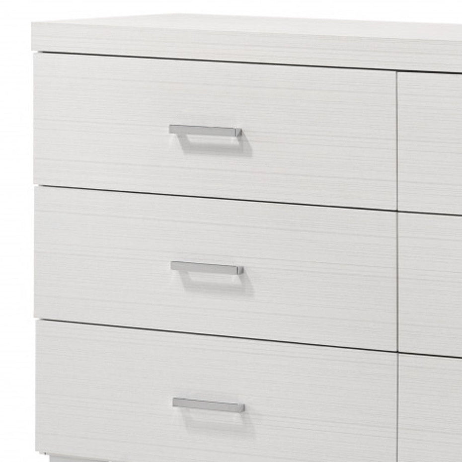 Six Drawer Double Dresser, Wooden - White