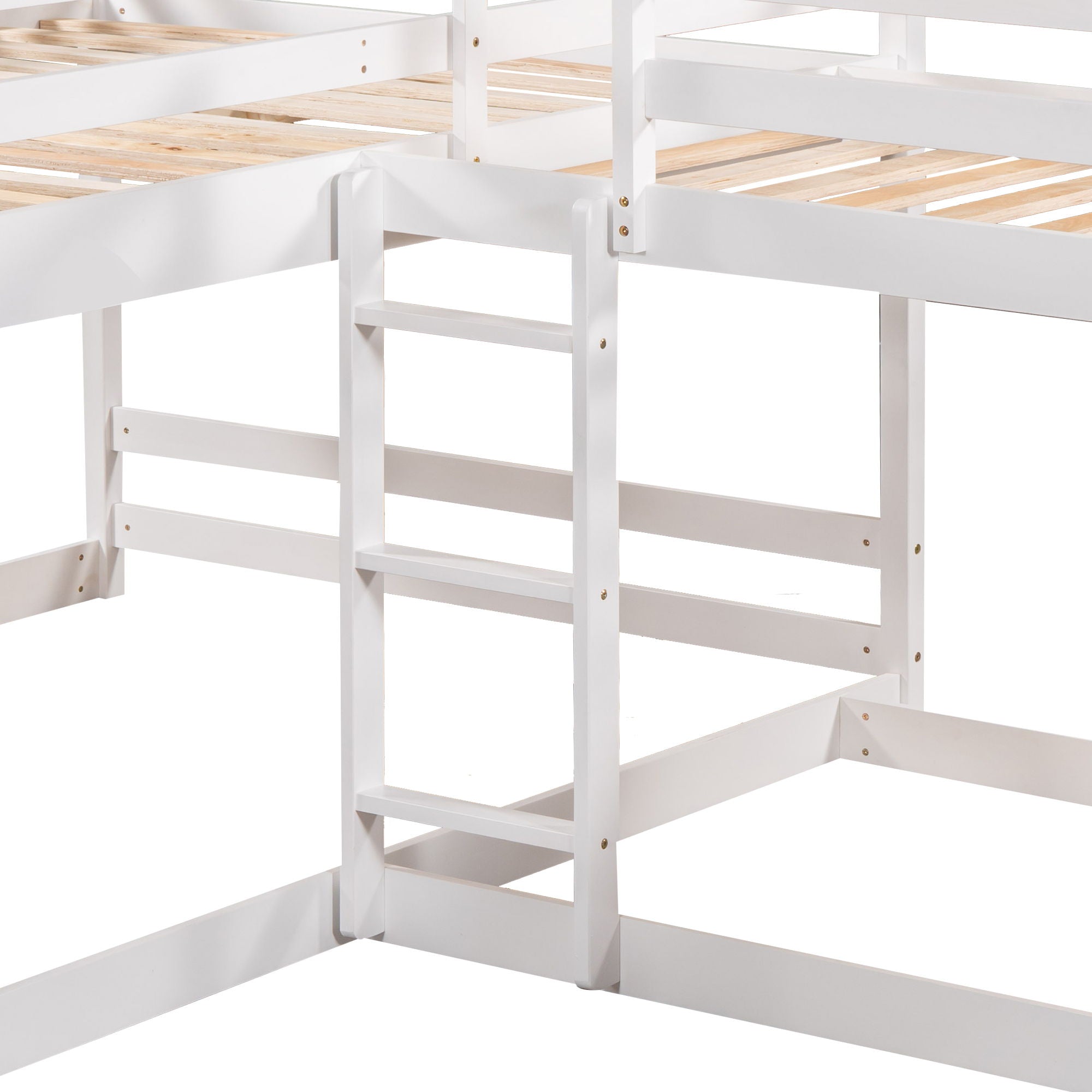 L-Shaped Bunk Bed With Slide And Short Ladder