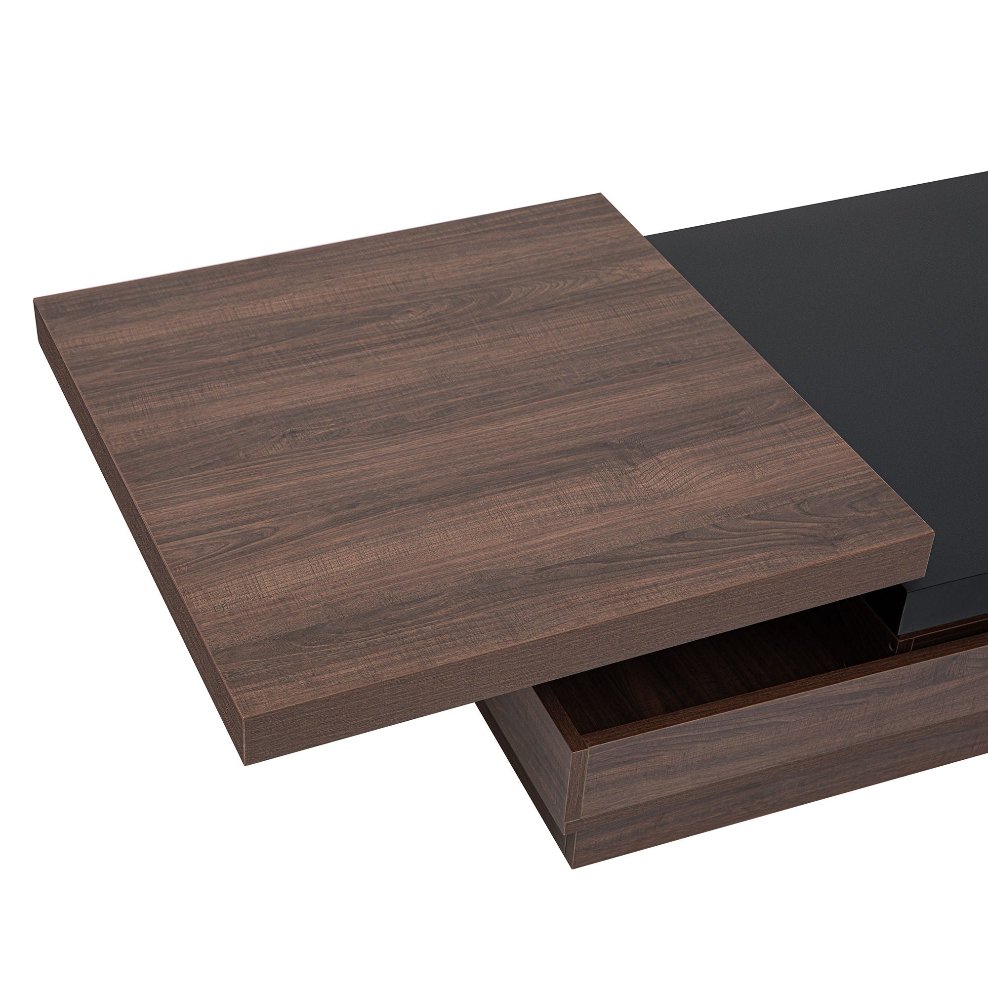 Rotatable Top Coffee Table, Modern Square Coffee Table With Wood Grain Design, 1 Hidden Storage Space For Living Room