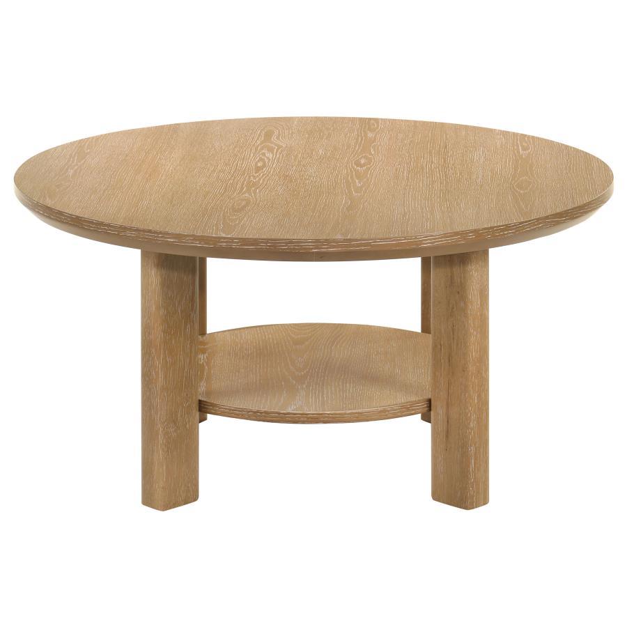 Ottowa - Round Wood Table With Shelf