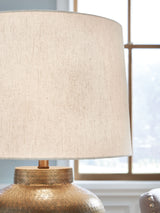 Madney - Antique Gold Finish - Metal Table Lamp by Signature Design by Ashley® | Bel Furniture