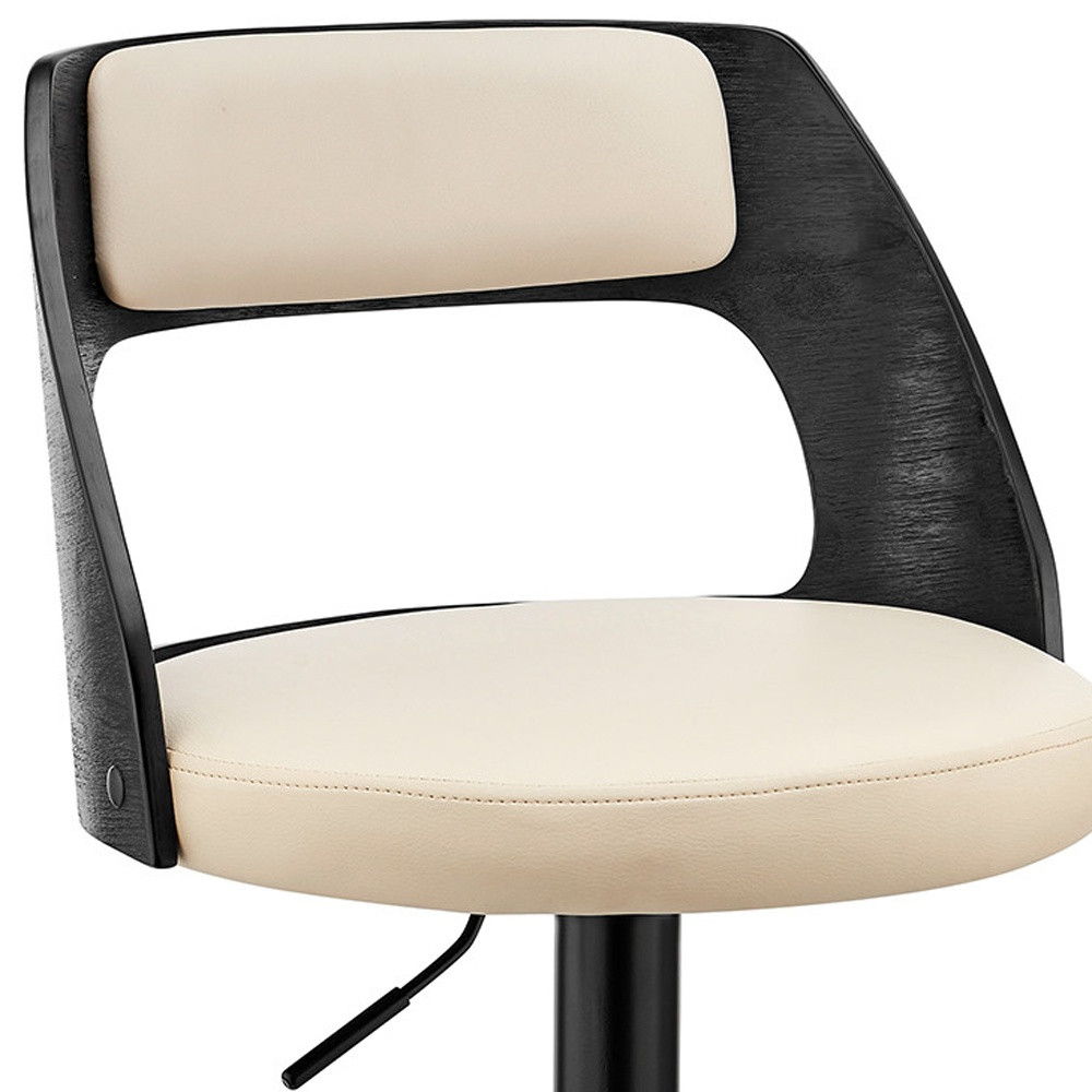 44" Swivel Adjustable Height Bar Chair - Cream / Black