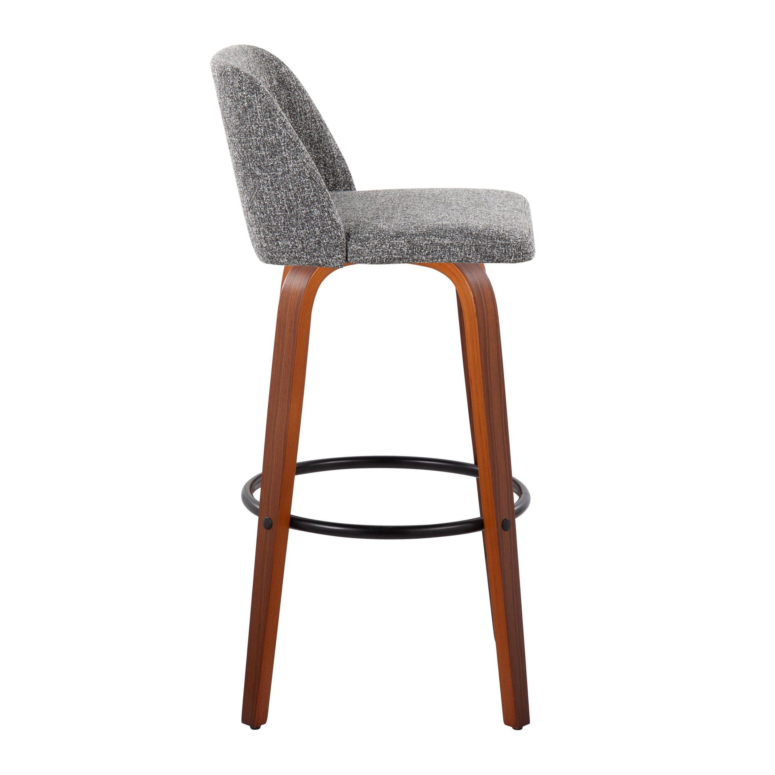 Toriano - Mid Century Modern Fixed Height Barstool Swivel And Round Footrest (Set of 2)