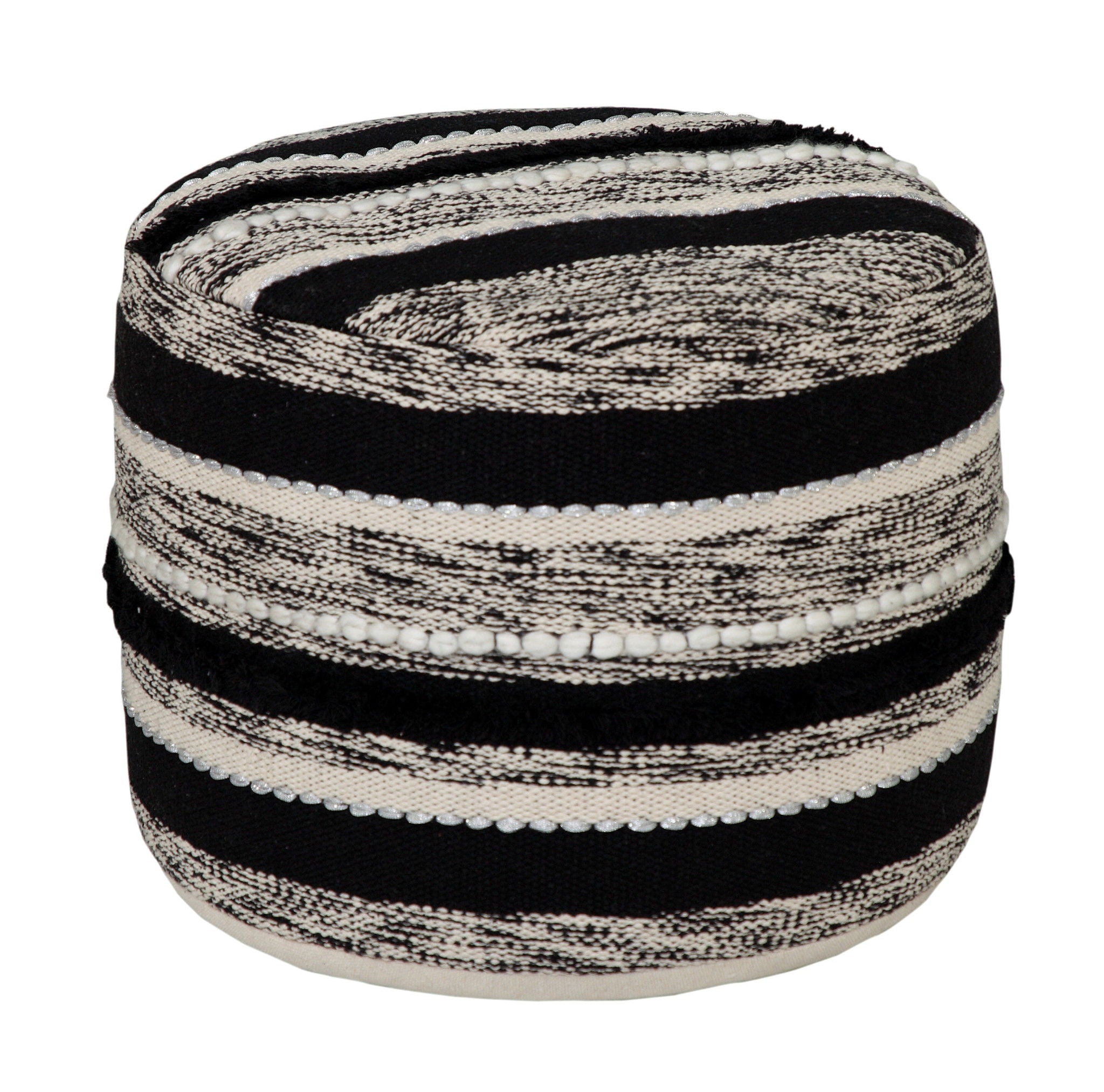 Cotton Ottoman - White / Black