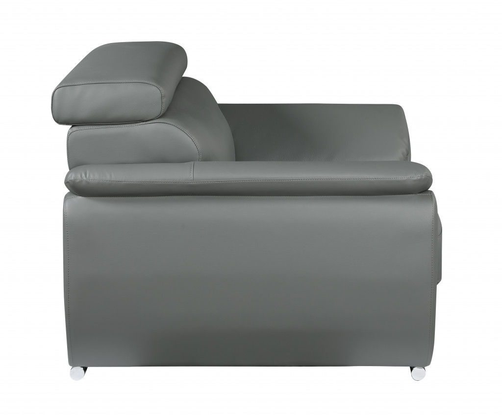 Love Seat Faux Leather - Silver / Gray