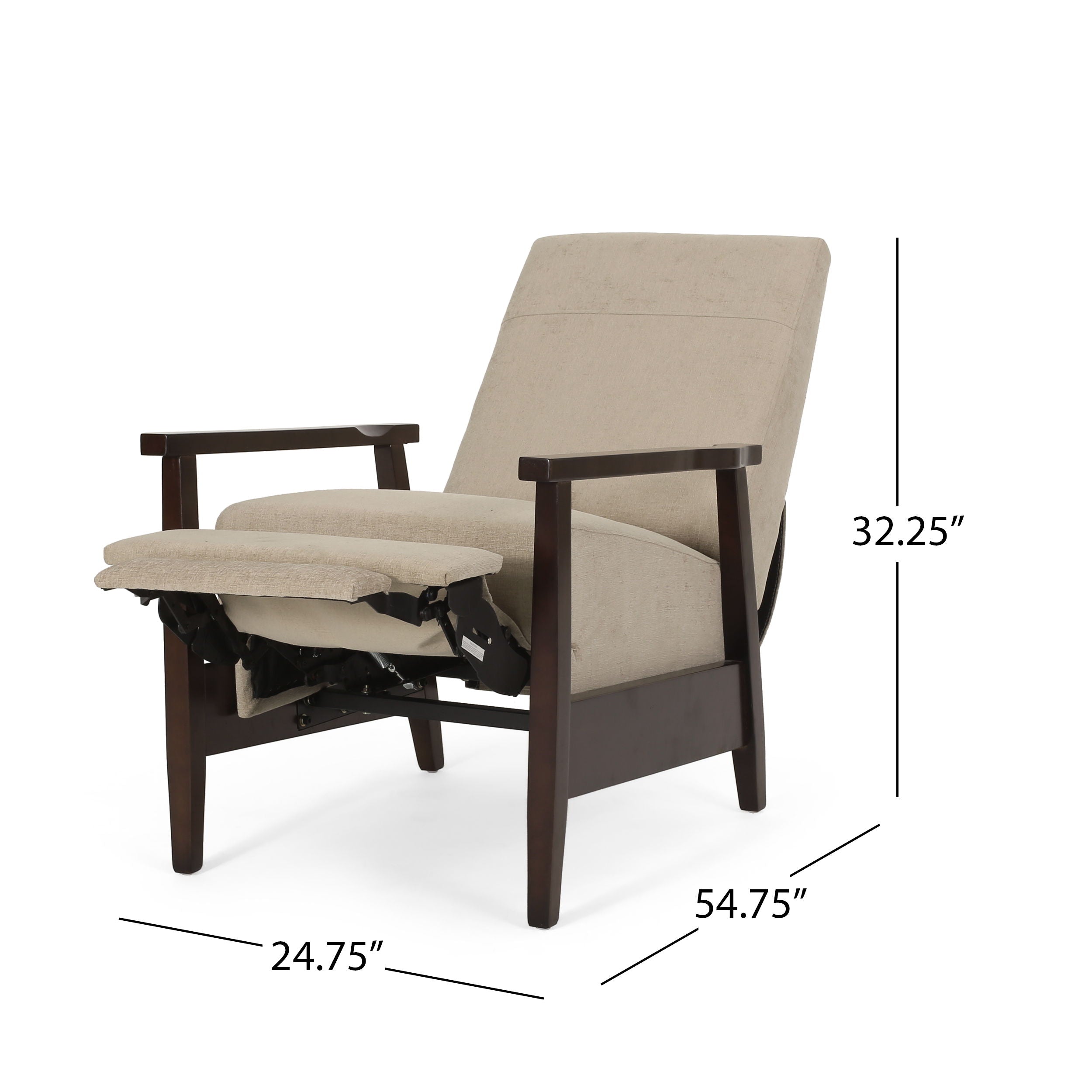 Wide Wood Hand Manual Club Recliner