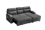 Kaden - Sleeper Sectional Sofa Chaise With Storage Arms And Cupholder