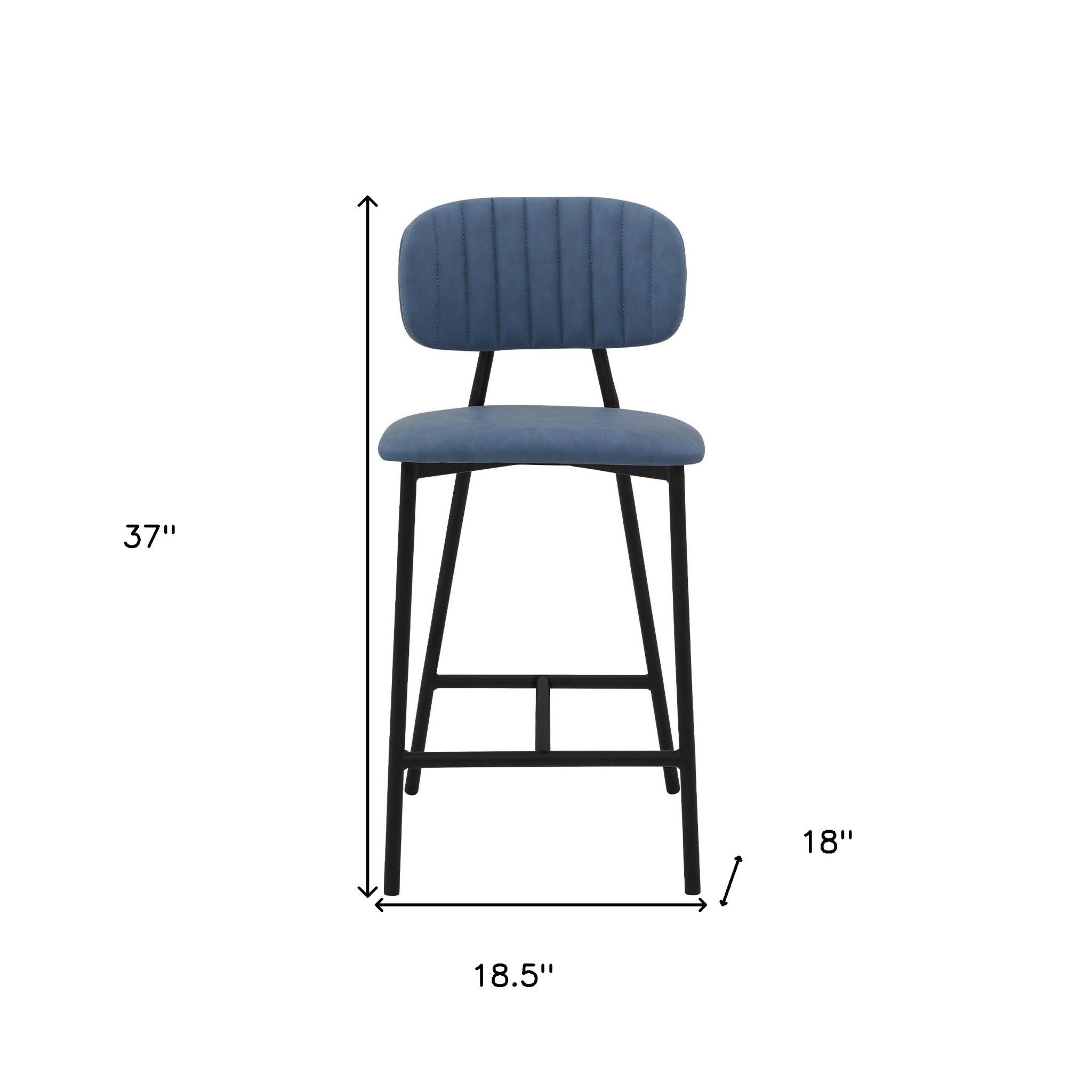 Low Back Counter Height Bar Chair - Light Blue / Black