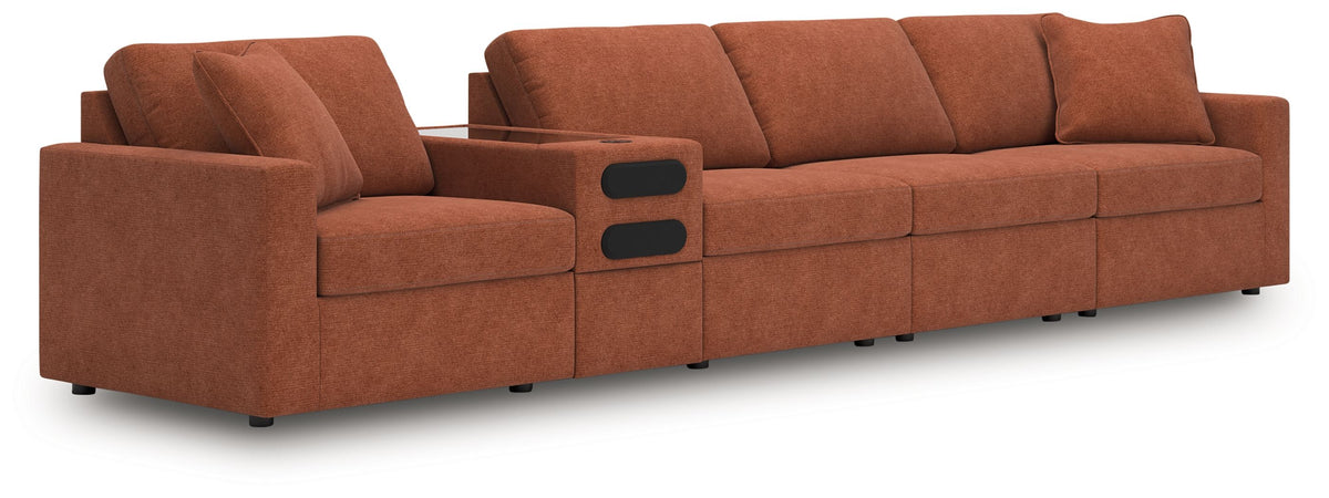 Modmax - Spice - Sectional Light Brown 5 Pc. Sectional With Audio Console by Signature Design by Ashley® | Bel Furniture
