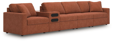 Modmax - Spice - Sectional Light Brown 5 Pc. Sectional With Audio Console by Signature Design by Ashley® | Bel Furniture
