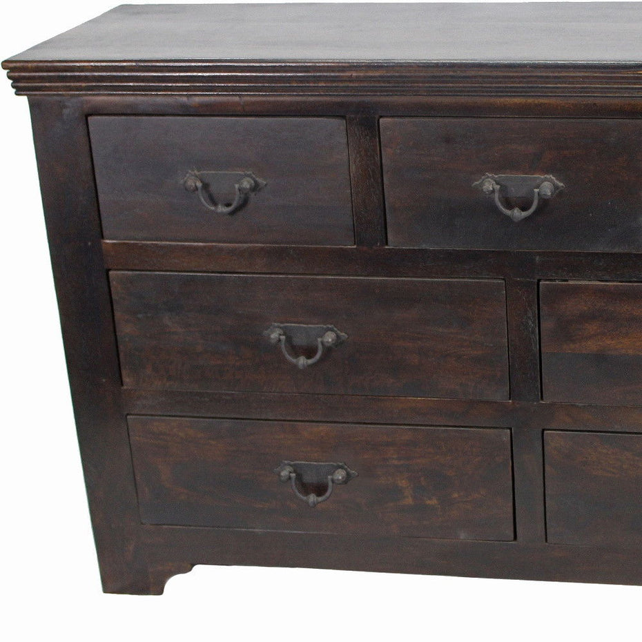 Wood Seven Drawer Triple Dresser - Brown