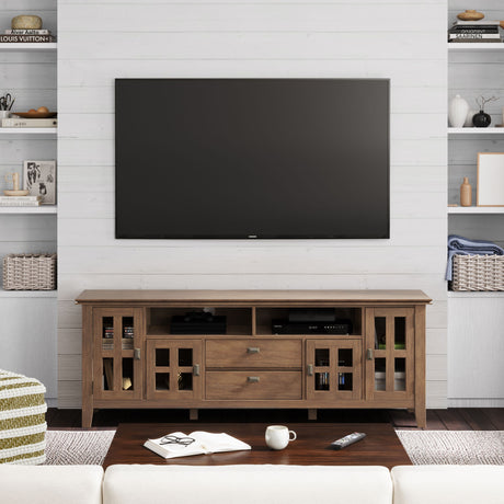 Artisan - TV Media Stand - Rustic Natural Aged Brown by Simpli-Home | Bel Furniture