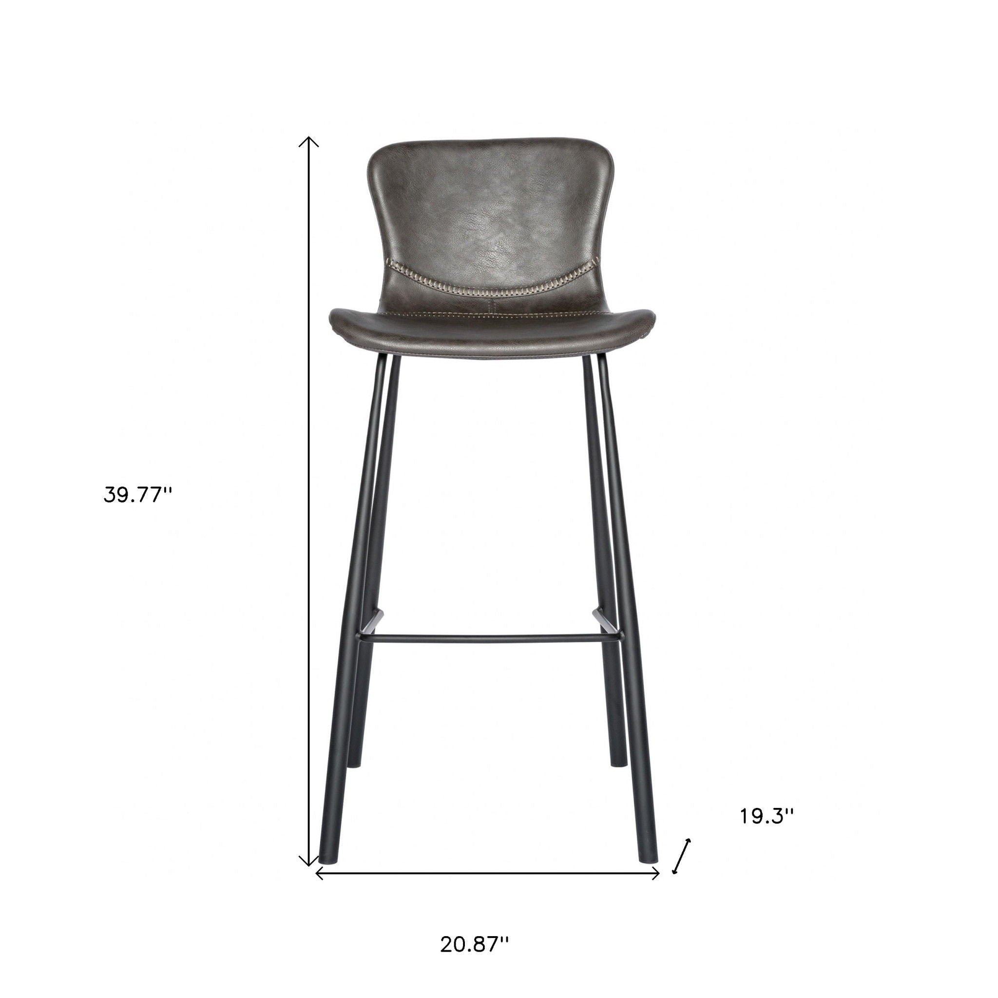 Steel Low Back Bar Height Bar Chairs (Set of 2) - Gray / Black