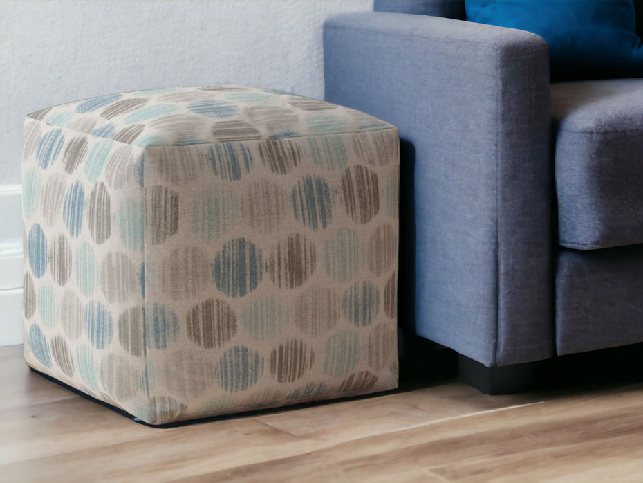 Cotton Polka Dots, Pouf Ottoman - Blue